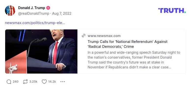 Post image from Donald Trump