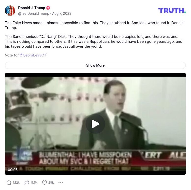 Post image from Donald Trump