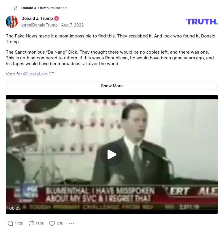 Post image from Donald Trump