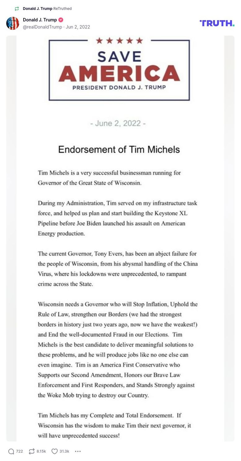 Post image from Donald Trump