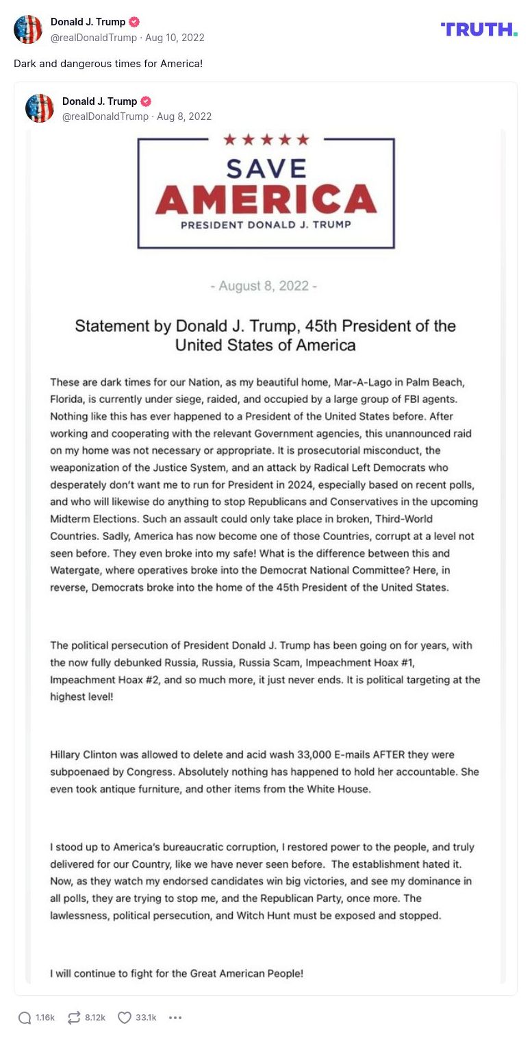 Post image from Donald Trump