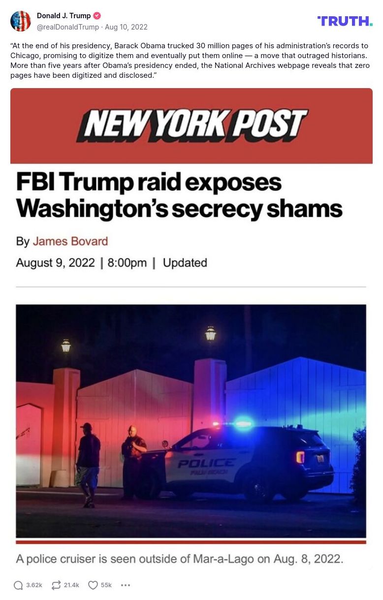 Post image from Donald Trump