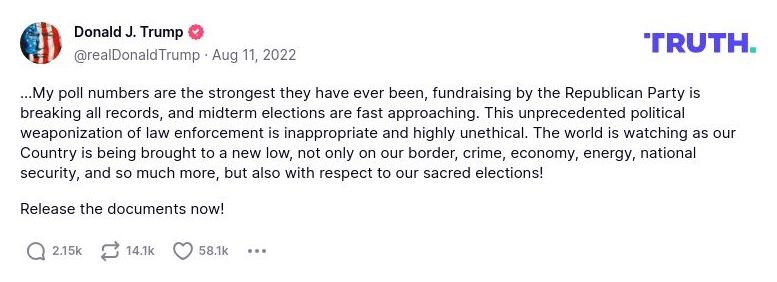 Post image from Donald Trump