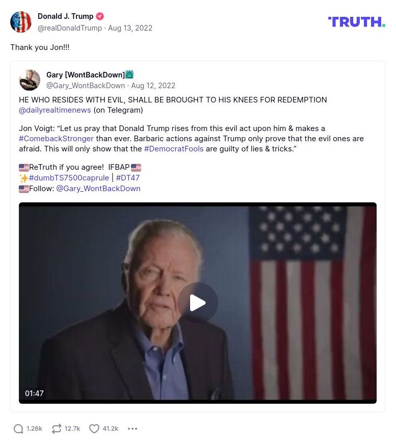 Post image from Donald Trump