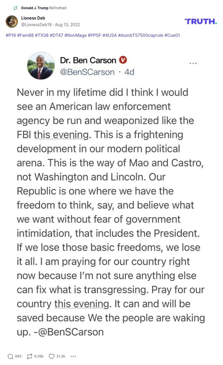 Post image from Donald Trump