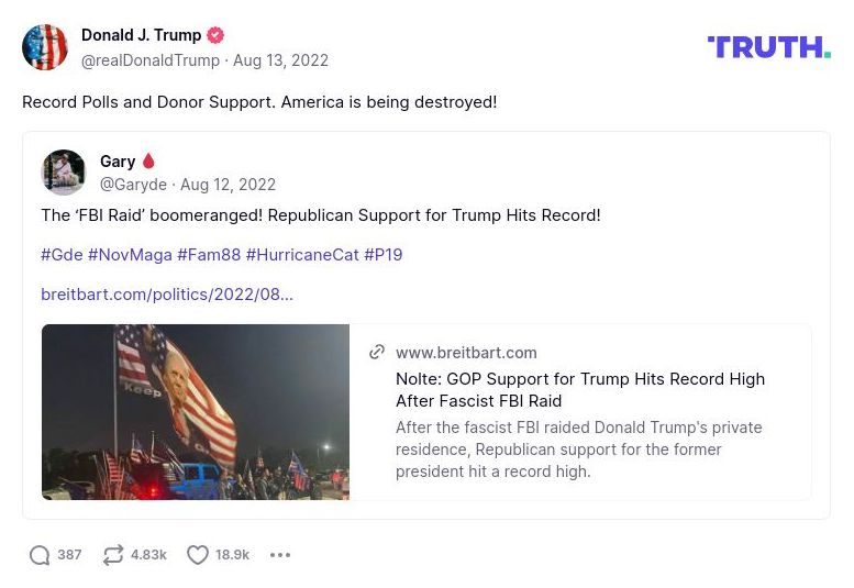 Post image from Donald Trump