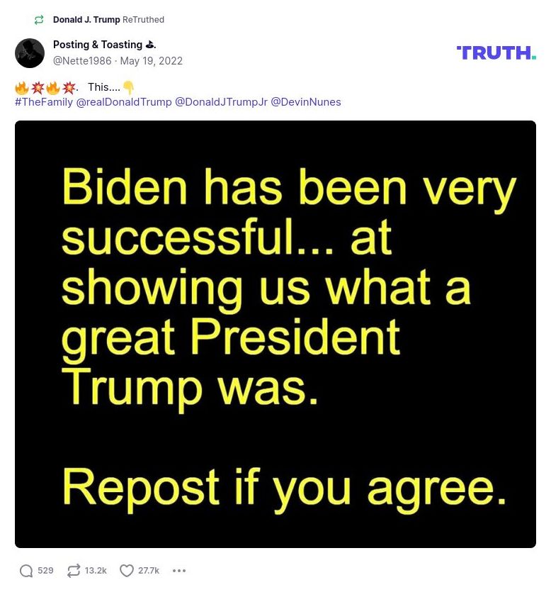 Post image from Donald Trump