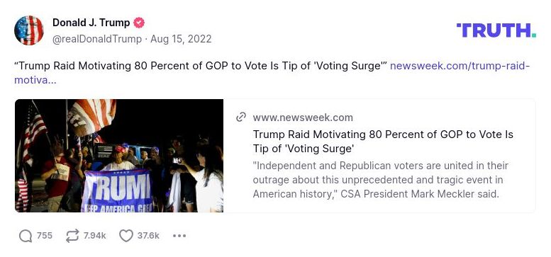 Post image from Donald Trump