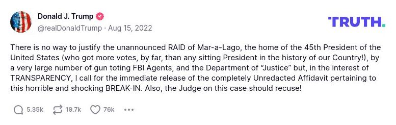 Post image from Donald Trump