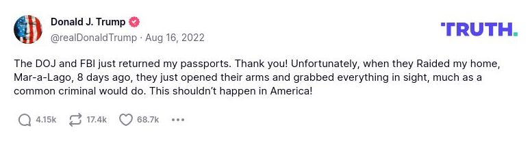 Post image from Donald Trump