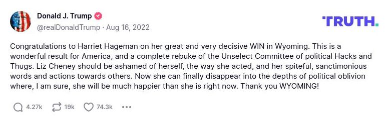 Post image from Donald Trump