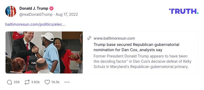 Post image from Donald Trump