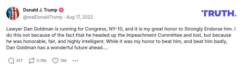 Post image from Donald Trump