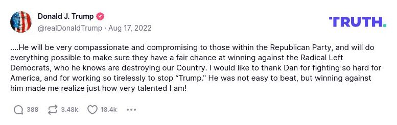 Post image from Donald Trump