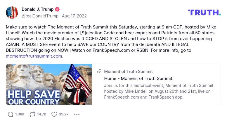 Post image from Donald Trump