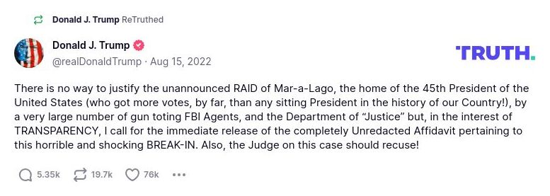 Post image from Donald Trump