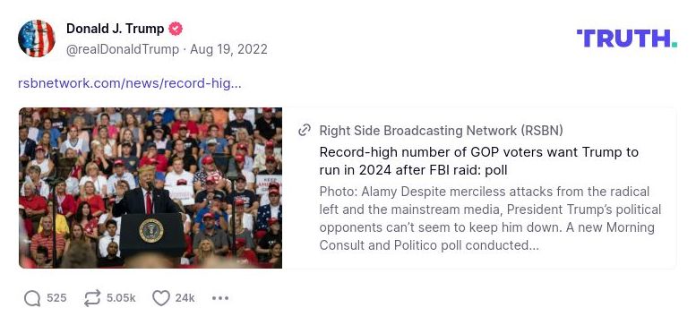 Post image from Donald Trump