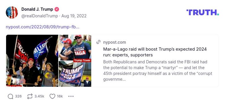 Post image from Donald Trump