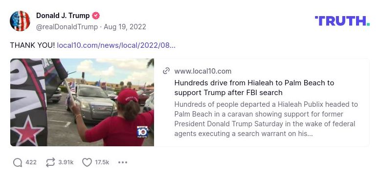 Post image from Donald Trump