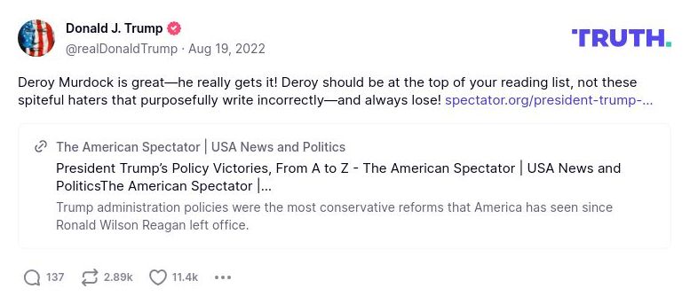 Post image from Donald Trump