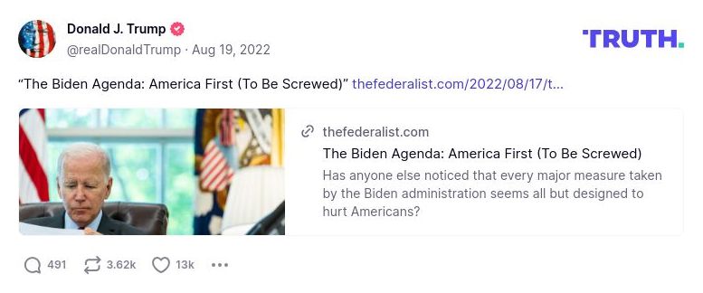 Post image from Donald Trump