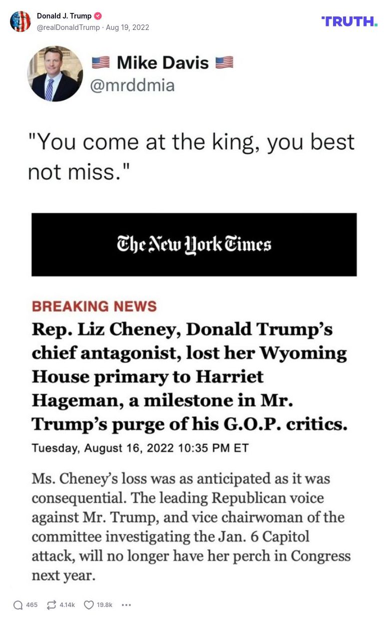 Post image from Donald Trump