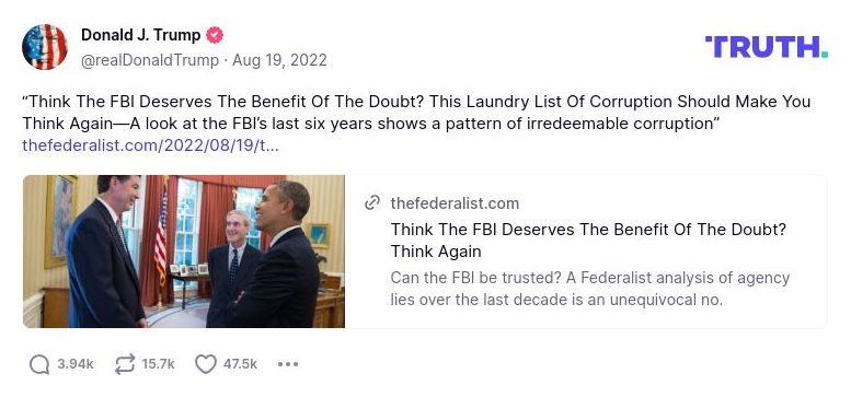 Post image from Donald Trump