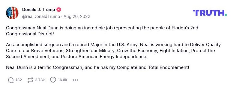 Post preview from Donald Trump