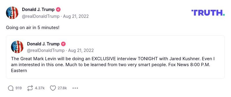 Post image from Donald Trump