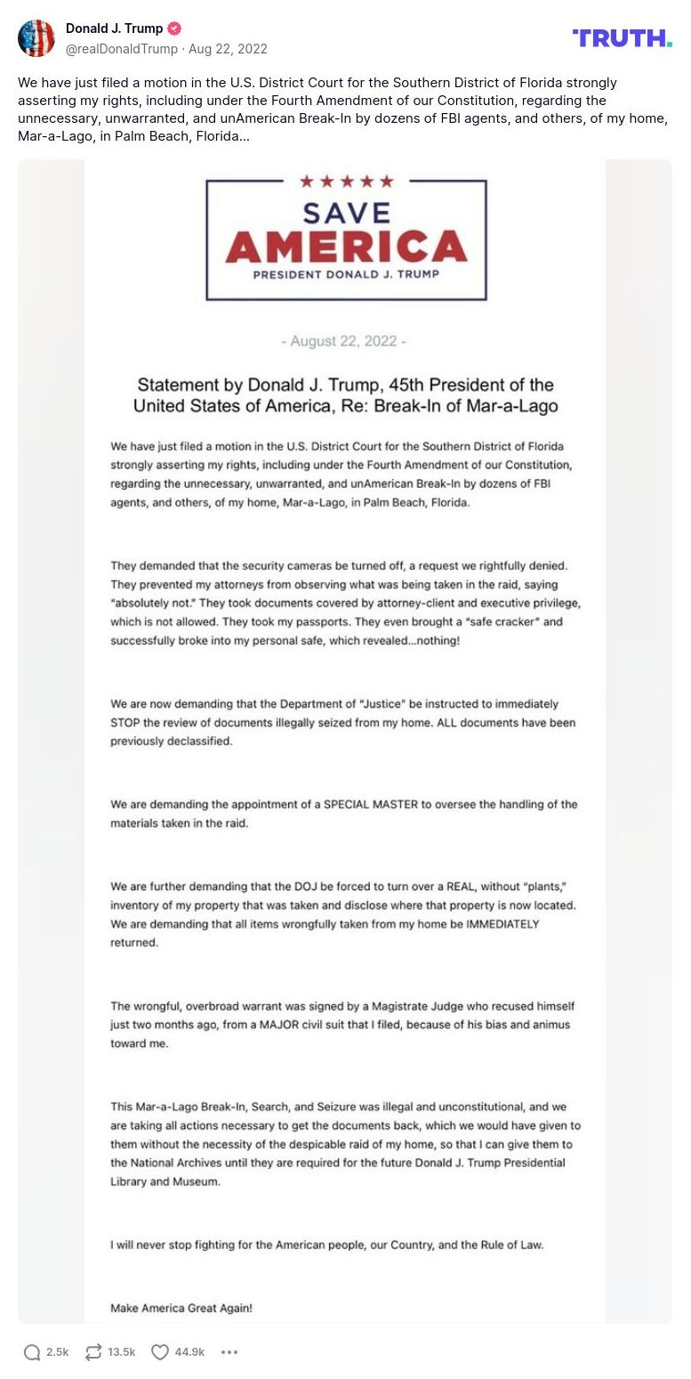 Post image from Donald Trump