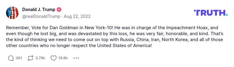 Post preview from Donald Trump