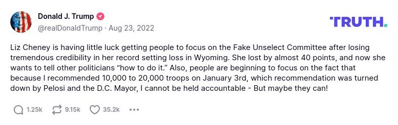 Post image from Donald Trump