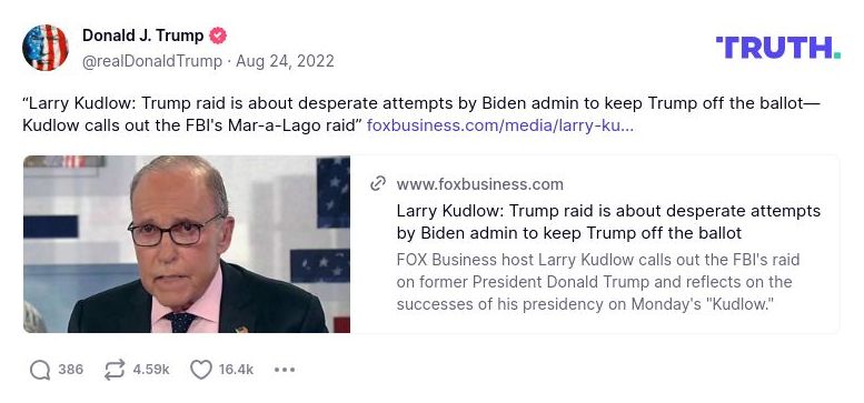 Post image from Donald Trump