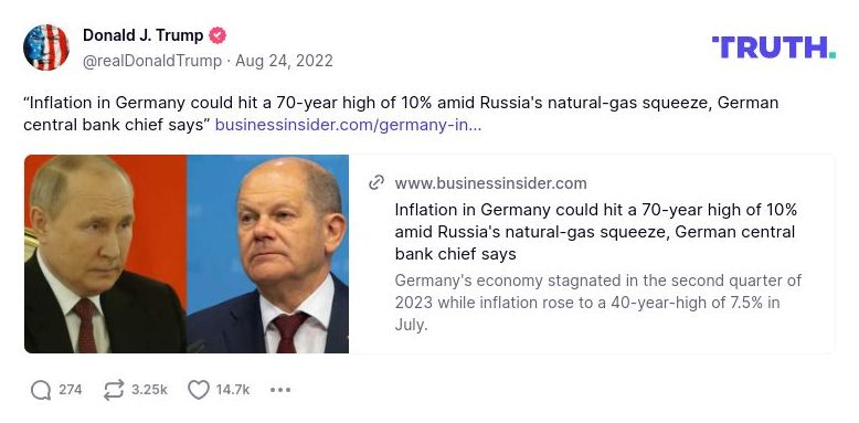 Post preview from Donald Trump