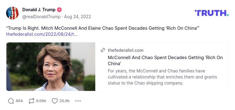 Post preview from Donald Trump