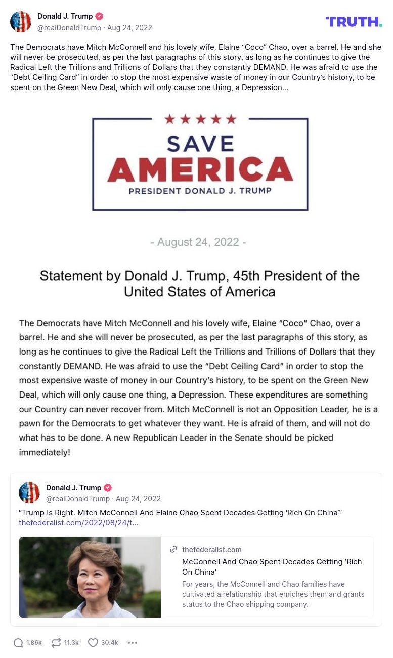 Post image from Donald Trump