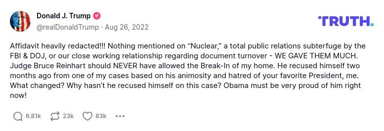 Post image from Donald Trump