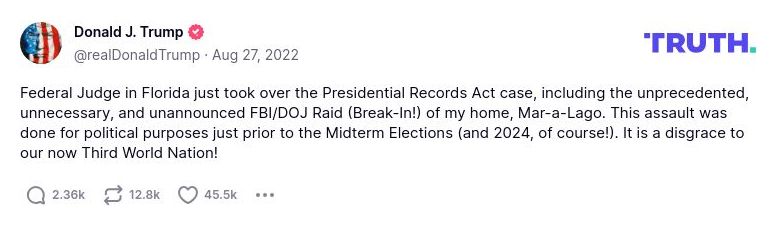 Post image from Donald Trump