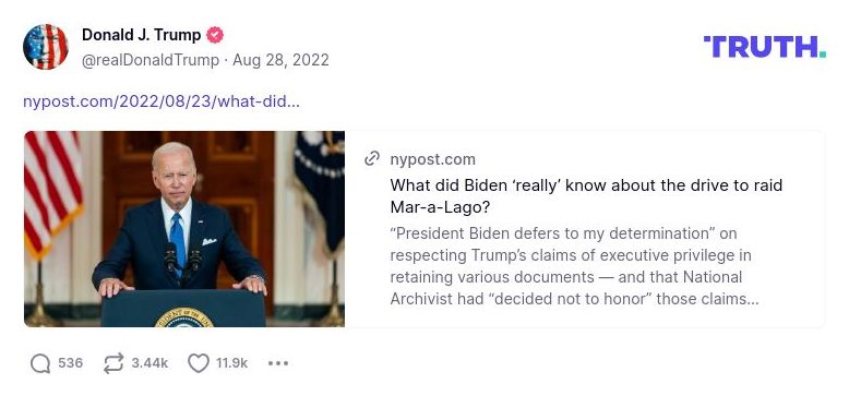 Post image from Donald Trump