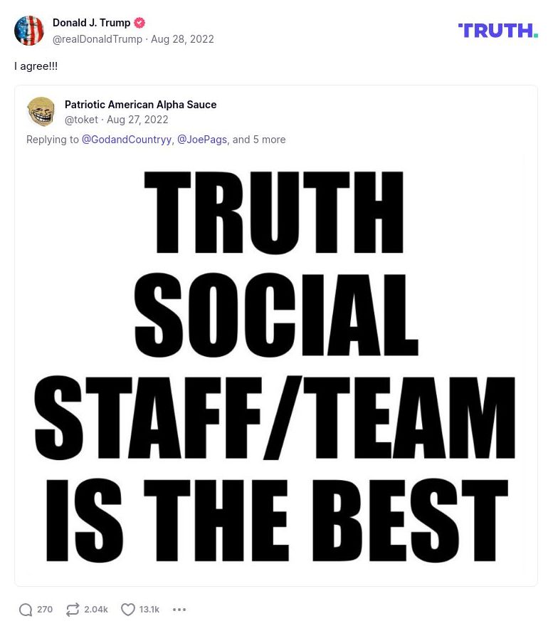 Post image from Donald Trump