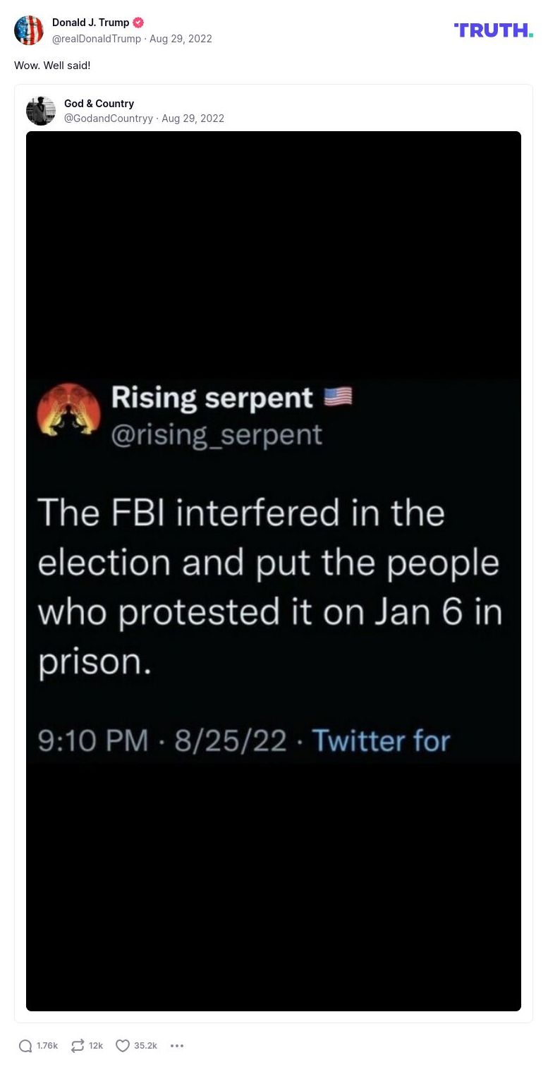 Post image from Donald Trump