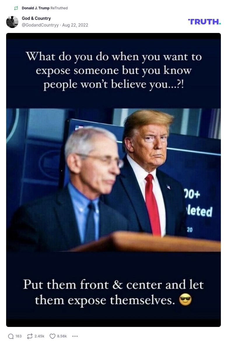 Post image from Donald Trump