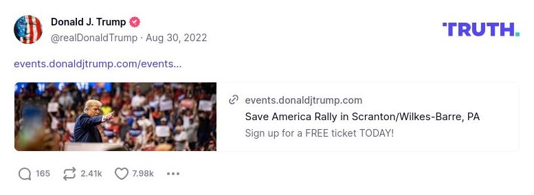 Post image from Donald Trump