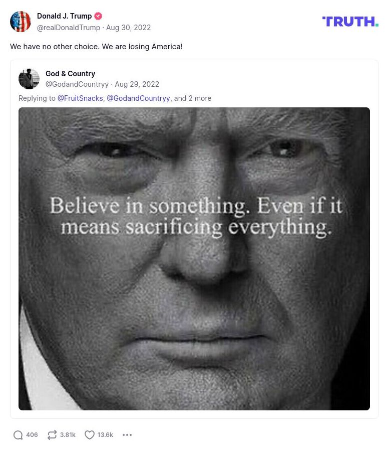 Post image from Donald Trump