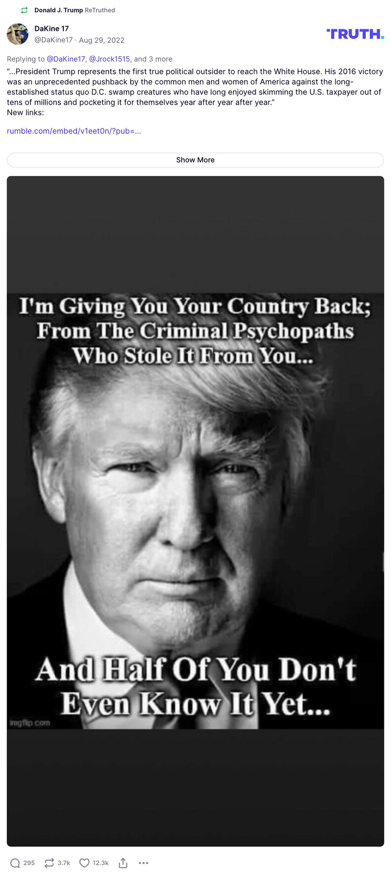 Post image from Donald Trump