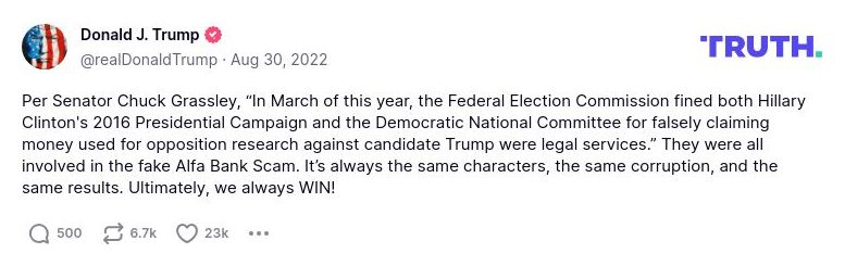 Post image from Donald Trump