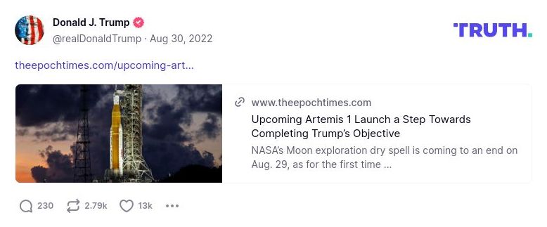 Post image from Donald Trump