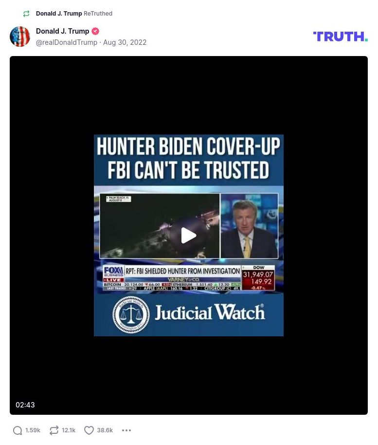 Post image from Donald Trump