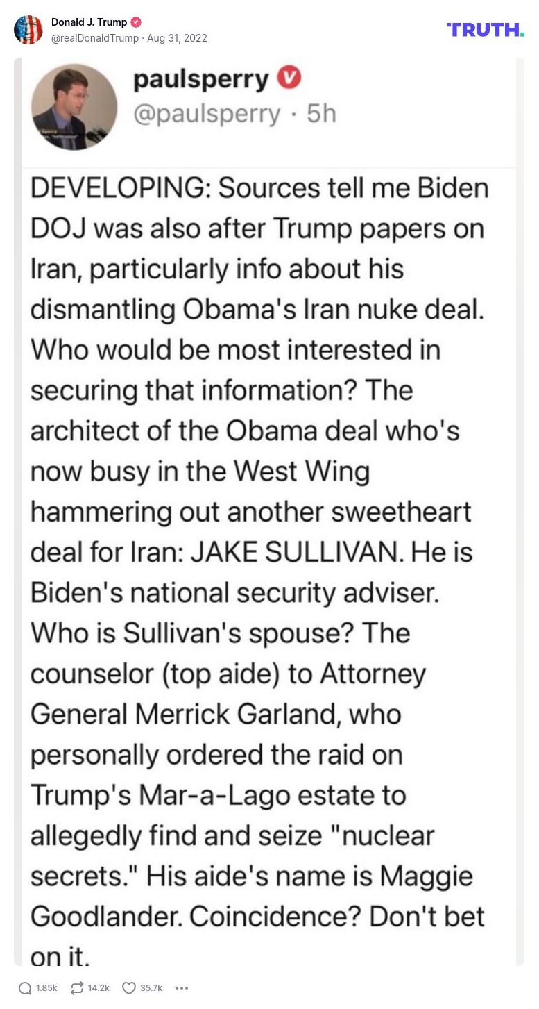 Post image from Donald Trump