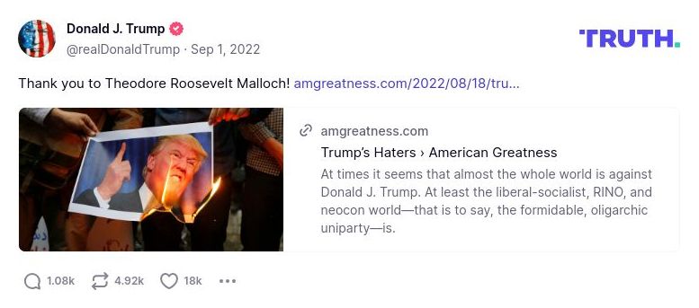 Post image from Donald Trump